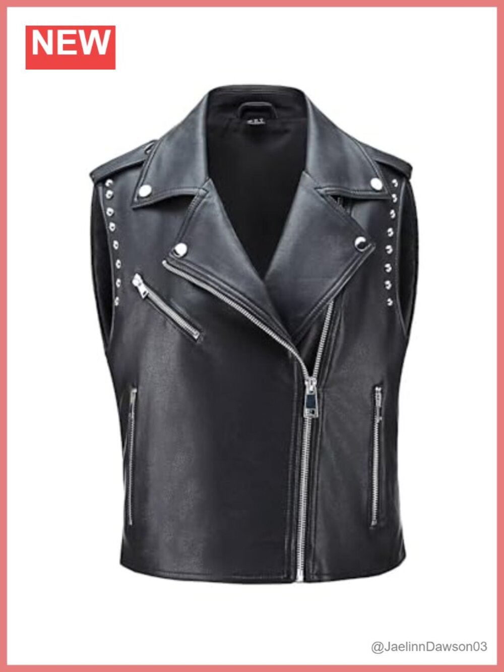 Faux Leather Vest Rivet Moto Biker Motorcycle Waistcoat Slim Fit Sleeveless